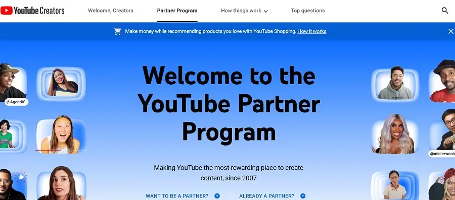 youtube subscribers from google ads - partner program screenshot