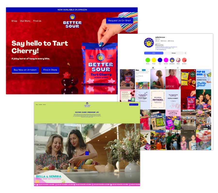 ai brand authority example - better sour website, instagram, about us page