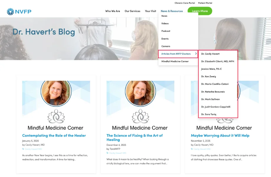 ai brand authority example - healthcare blogs written by doctors for nvfp