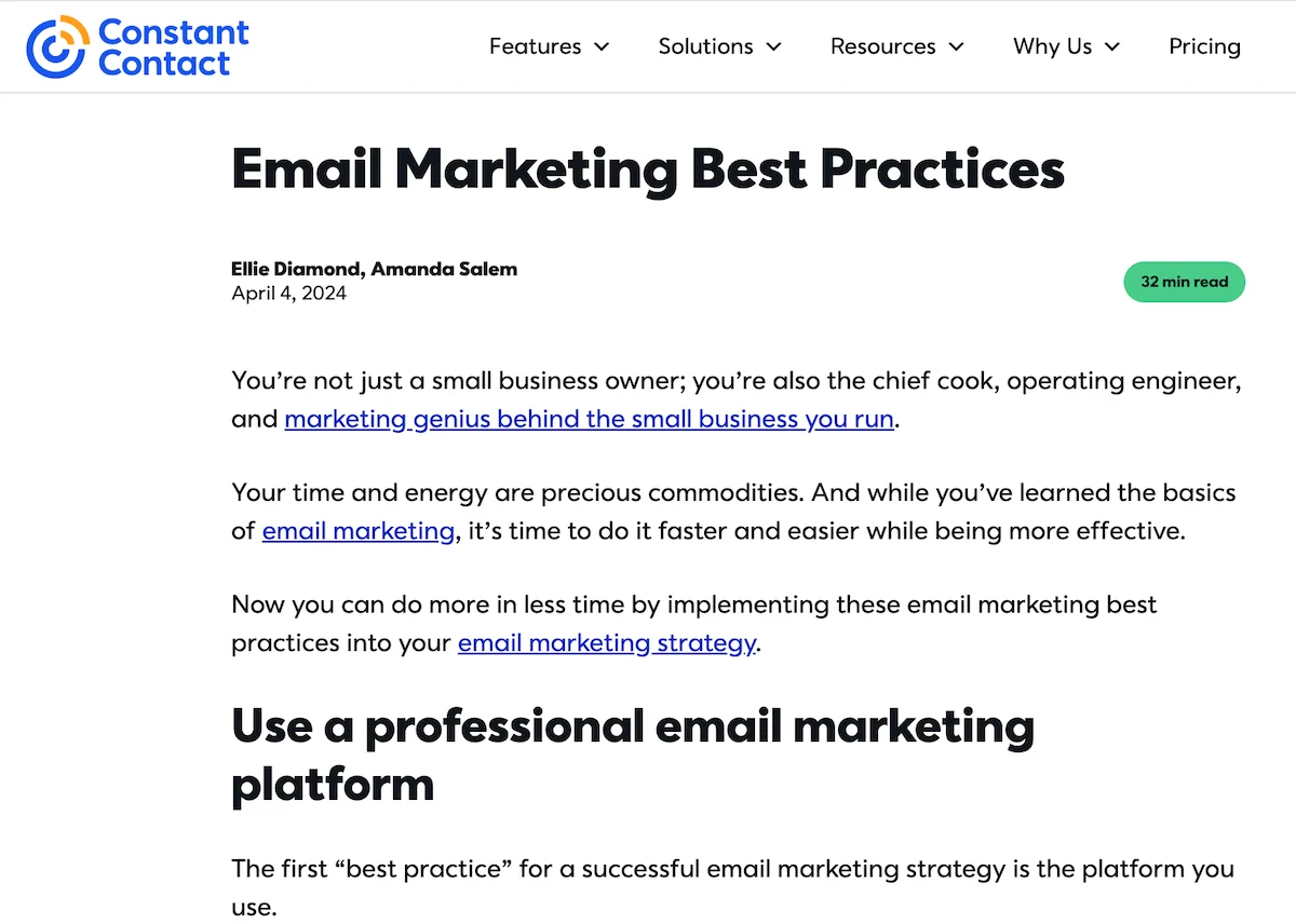 good intro example for ai - constant contact