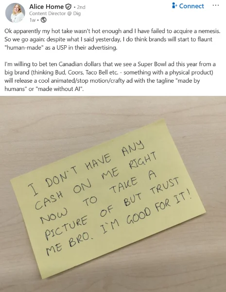 Content marketing trends - LinkedIn post.