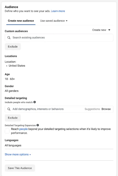 Facebook ads trends - Image from the Meta ad platform.