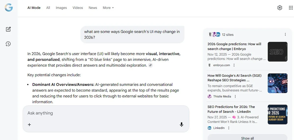 2026 seo trends - asking chatgpt about google ui updates