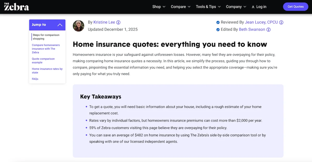 schema markup example from the zebra