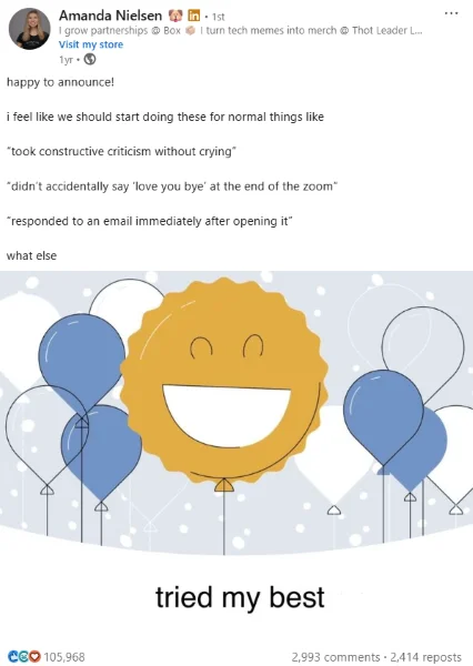 social media platforms - LinkedIn post example.