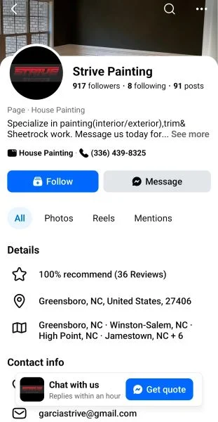 social media platforms - facebook page for a business.