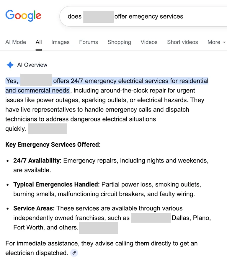 example of ai overview with content decay result