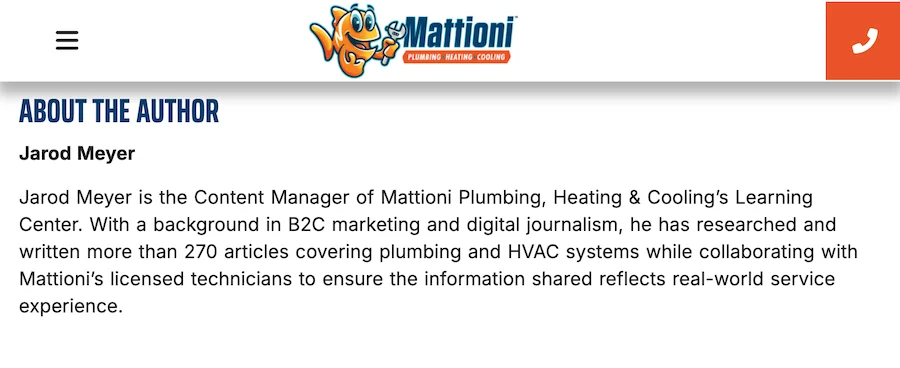 blog example with clear author bio showcasing expertise