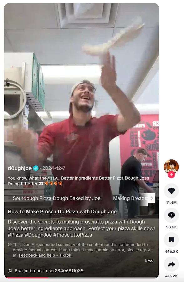 employee generated content example on tiktok from papa john's employee