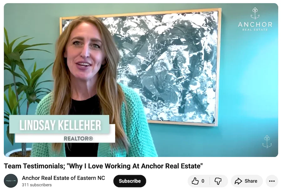 employee generated content example - video testimonial from real estate employees