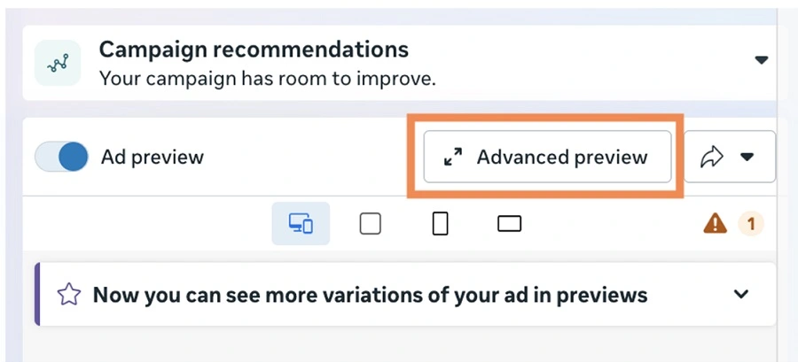 facebook video ads - advanced preview