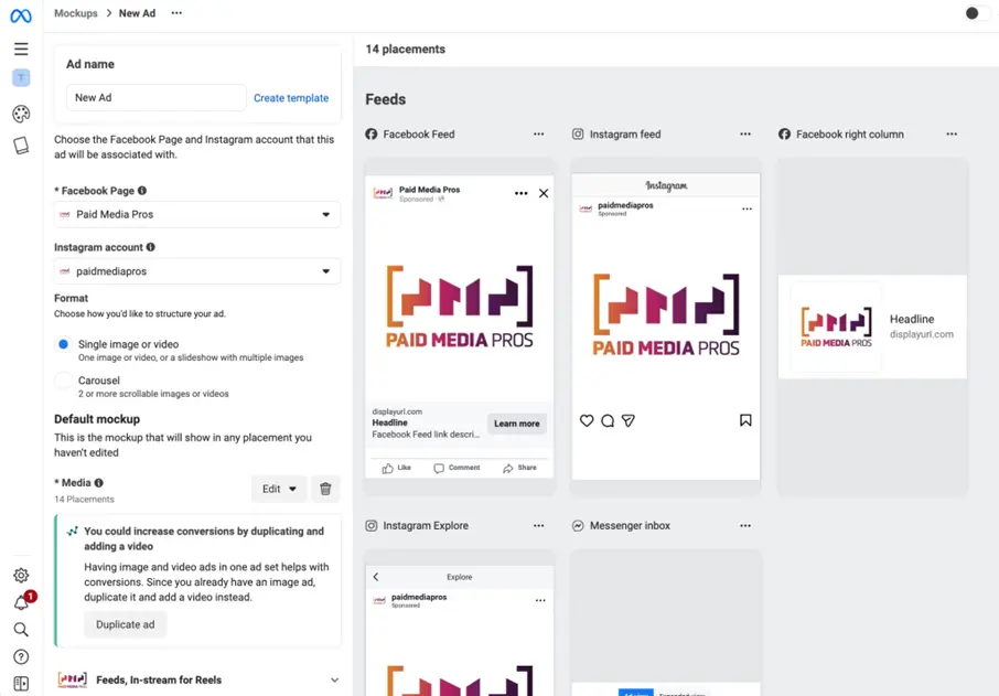 facebook video ad - creative hub previews