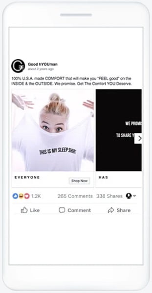 facebook video ads - carousel
