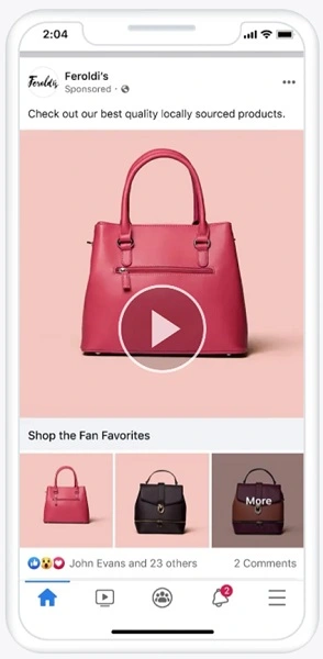 facebook video ads - collection example