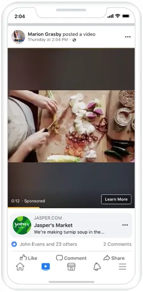facebook video ads - single video ad example