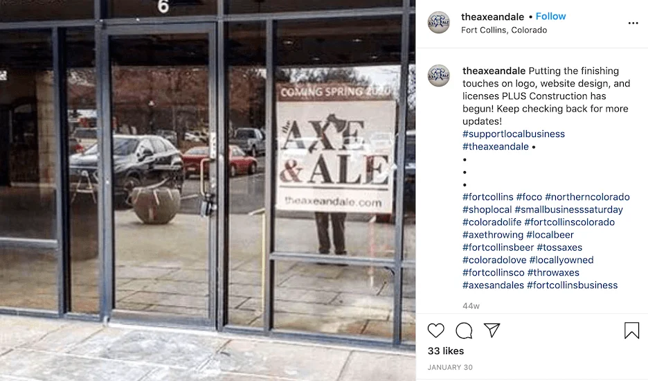 Instagram ads cost - post promoting new store.
