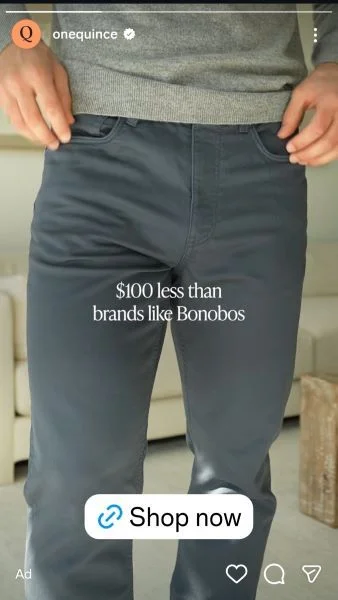 Instagram ads cost - Quince ad 