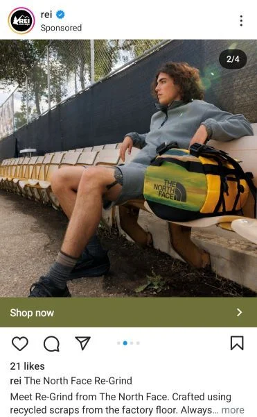 Instagram ads cost - REI ad