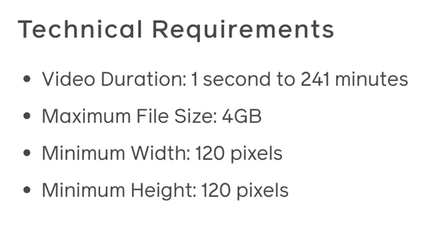 meta video ads technical requirements