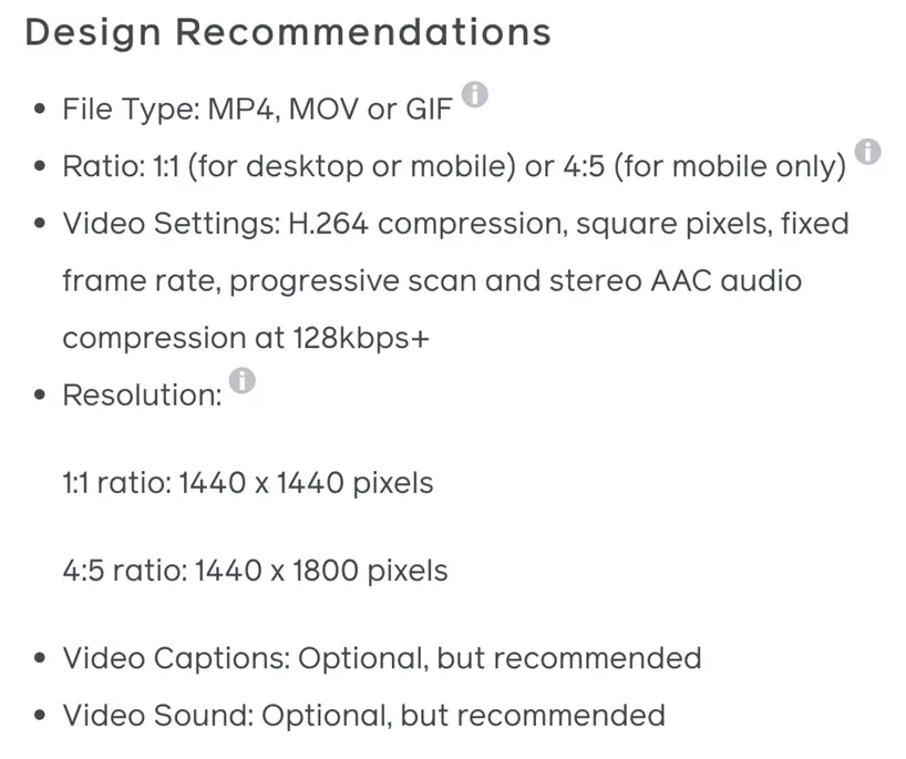 facebook video ads - design recommendations