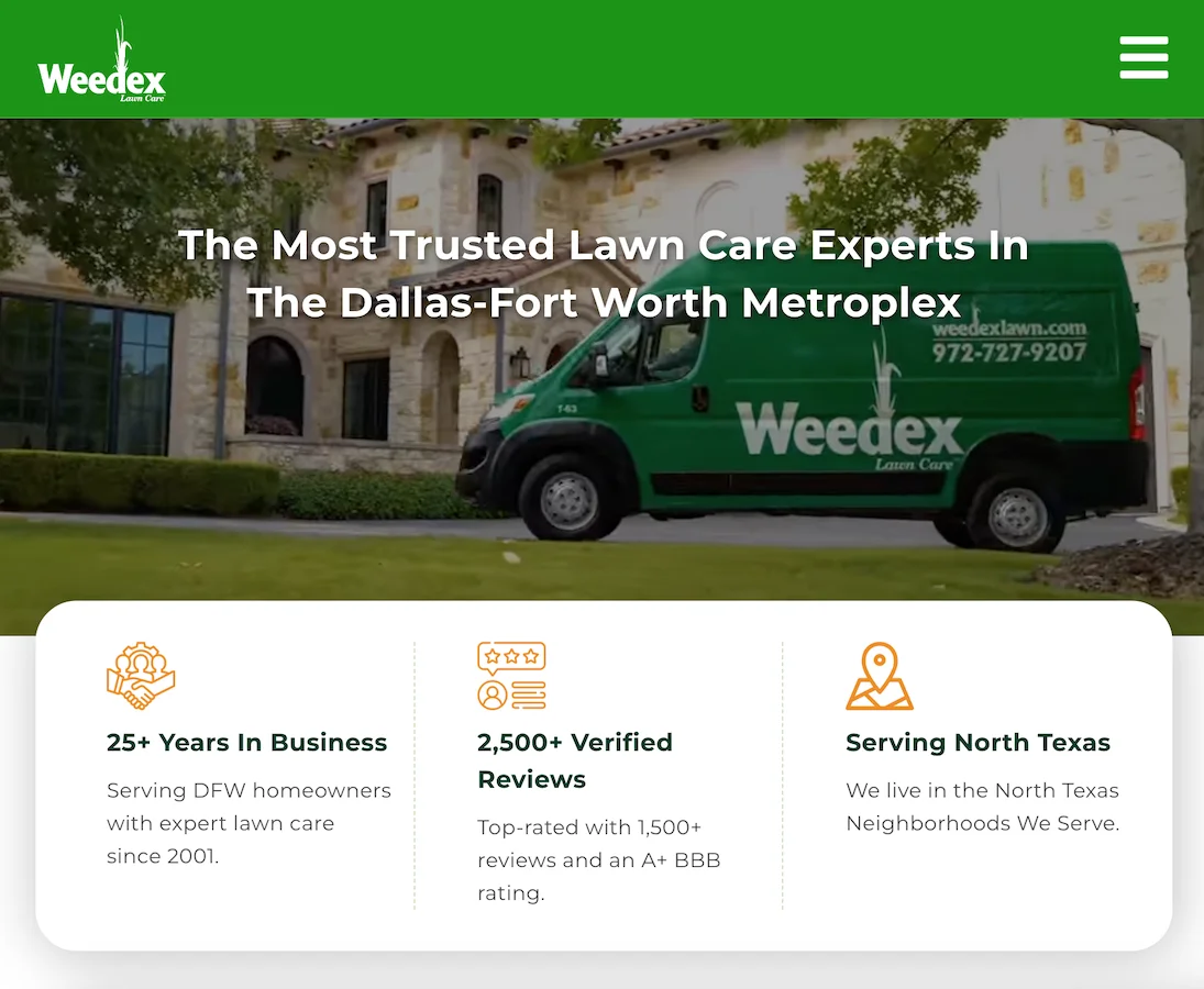 overused marketing phrases fix example - lawn care company with specifics around who trusts their business