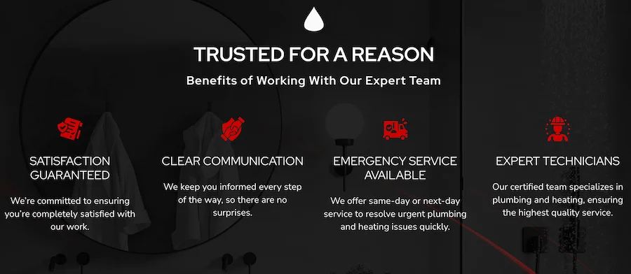 overused marketing phrases fix - plumber with details on why they're trusted or world-class