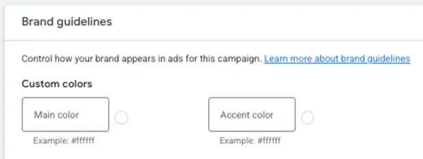 google ads brand colors settings screenshot