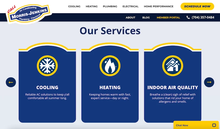 family owned hvac company homepage services