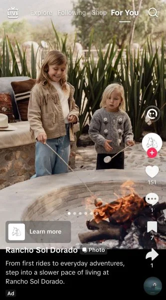 TikTok ads cost - travel ad on TikTok.