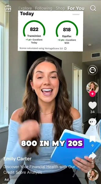 TikTok ads cost - credit score ad