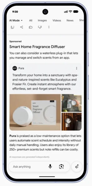 Google marketing live 2026 - scent diffuser ad.