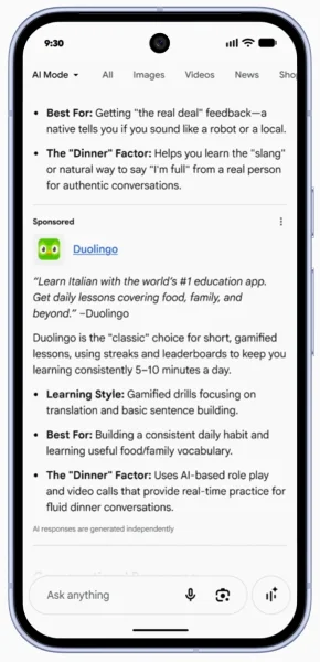 Google marketing live 2026 -Duolingo ad