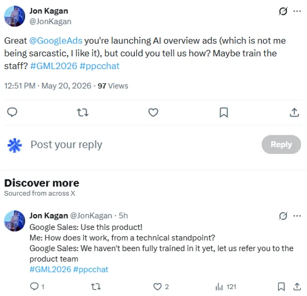 Google marketing live 2026 - X post