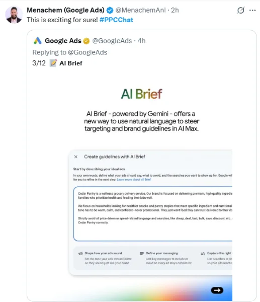 Google marketing live 2026 - X post