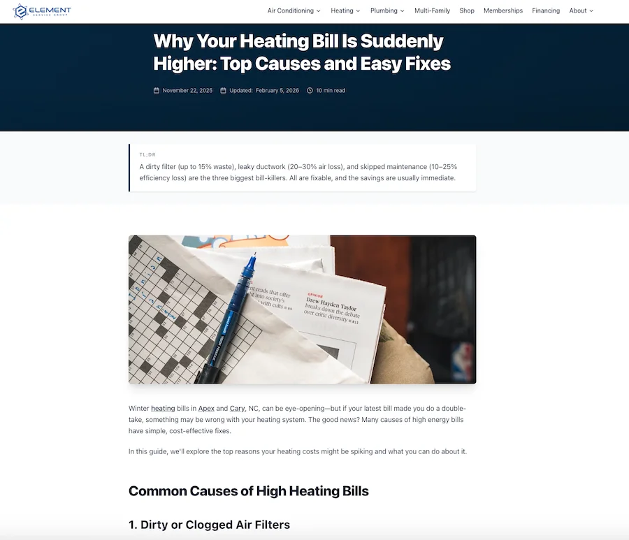 hvac blog post about why heating bill is high