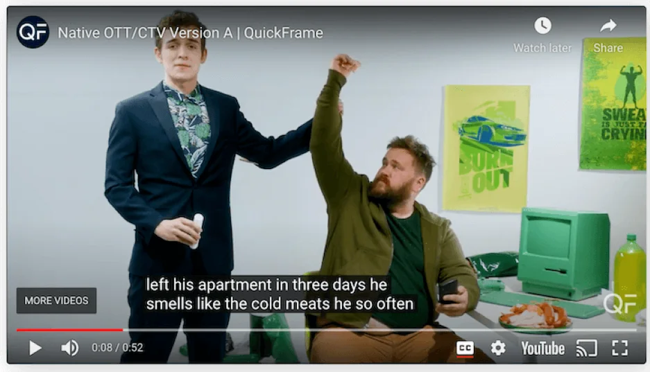 OTT advertising examples - QuickFrame example