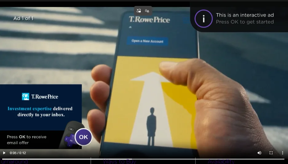 OTT advertising examples - Trowe price