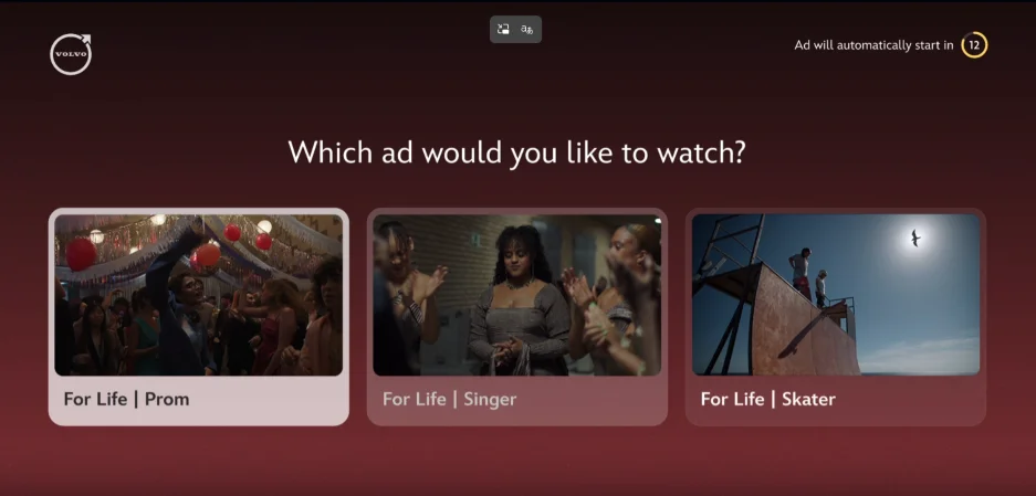 OTT advertising examples - Ad selector