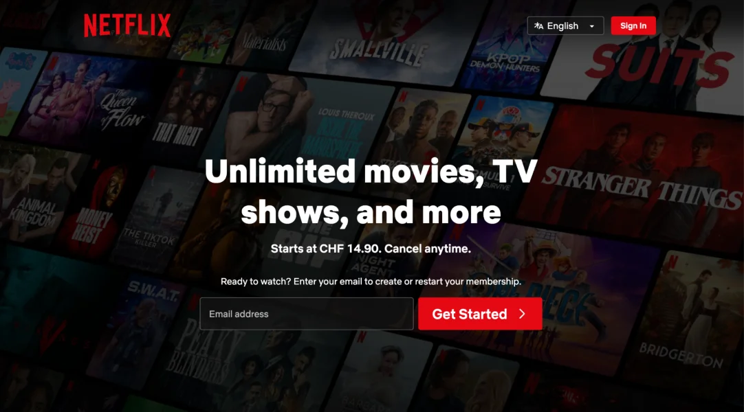 Landing page copywriting - Netflix page.