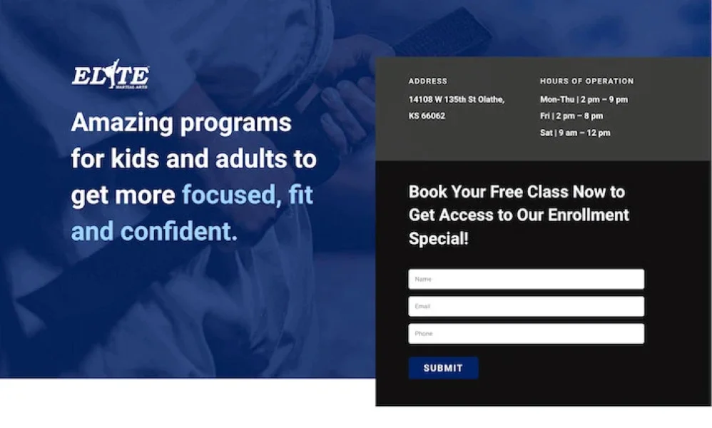 Landing page copywriting - Elite page.