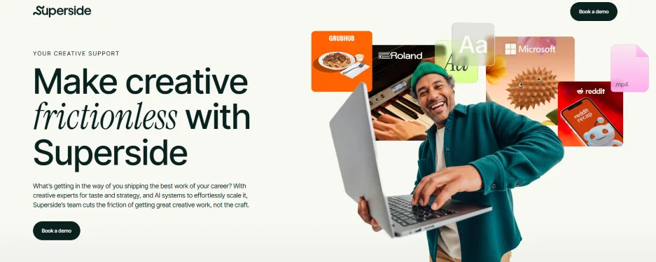 Landing page copywriting - Superside page.