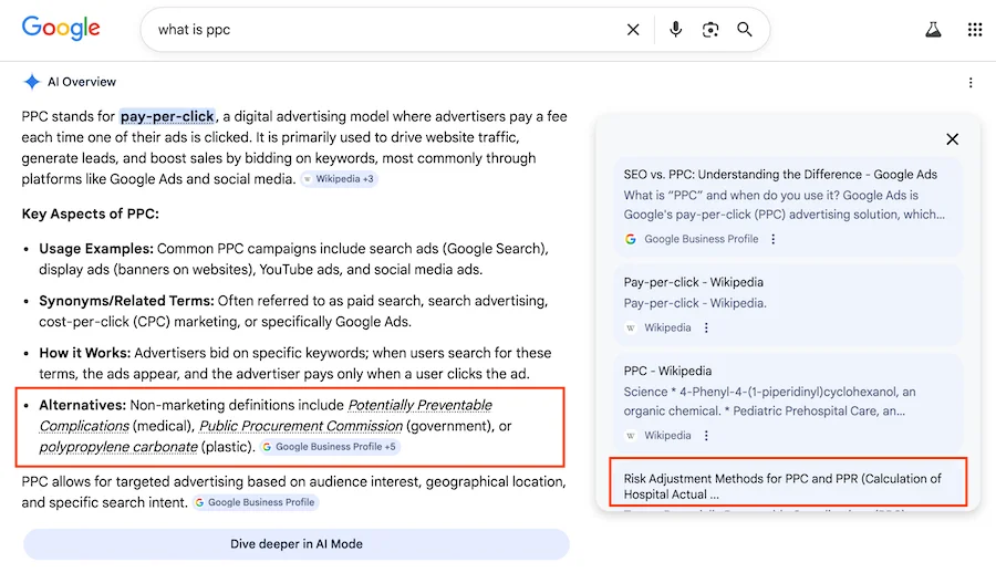 what is ppc ai overview intent mismatch
