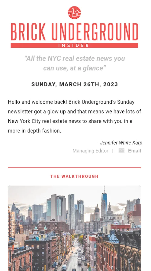 brick underground newsletter example
