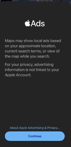 Apple Maps ads - maps intro screen