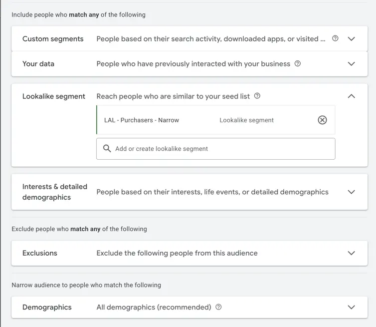 google ads experiments - test audiences 